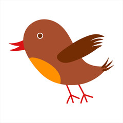 Cute bird, flat vector illustration