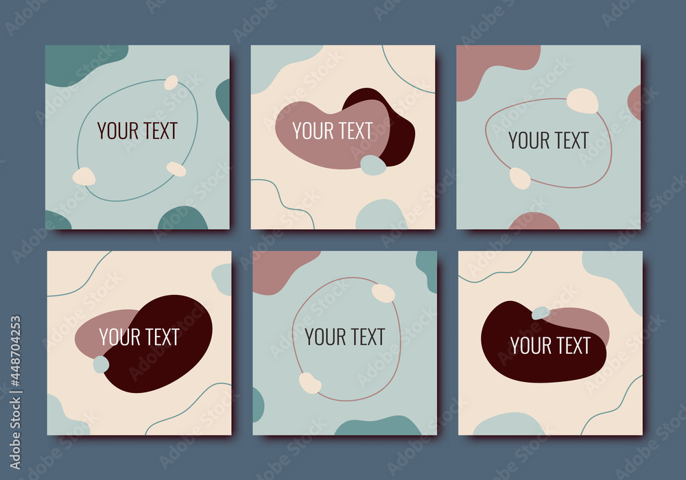 Poster set of editable abstract stylish templates for social media feed post in pastel colors. suitable for
