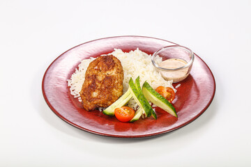 Steamed Rice with chicken cutlet