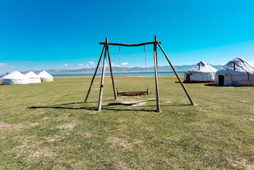 Swing in yurt camp, Kyrgyzstan