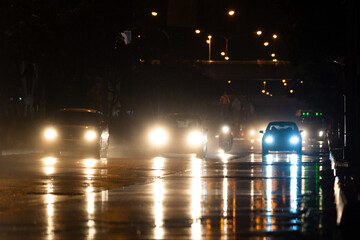 rains on the city on streets