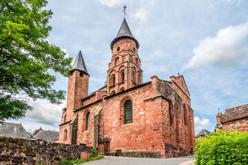View at the Church of Saint Pierre in Collonges la Rouge - France.
