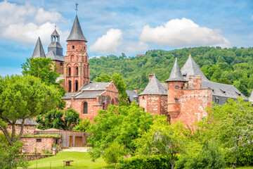 View at the Church of Saint Pierre in Collonges la Rouge - France. - 448707652