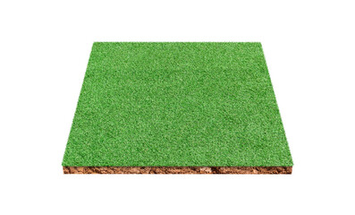 Soil cubic geology cross section with green grass field isolated on white with clipping path....