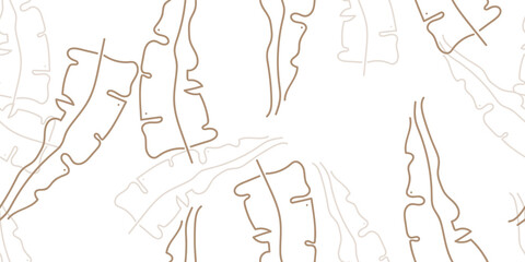 Tropical Leaf Modern Print Pastel One Line Drawing