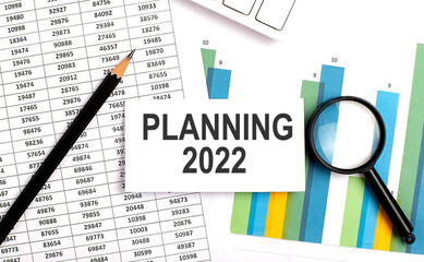 PLANNING 2022 text on white card on the chart background