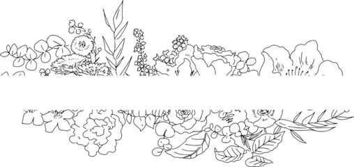 お洒落な草花の細長い装飾枠