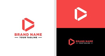 PLAY BUTTON LOGO TRIABGLE UNIQUE SHAPE EDITABLE