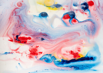Stains of paint on the water,Abstract background,Contemporary art.
