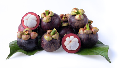 Tropical mangosteen isolated on white background