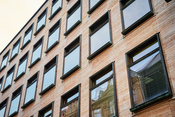 Facade of building. Windows on the residential building. Modern architecture style