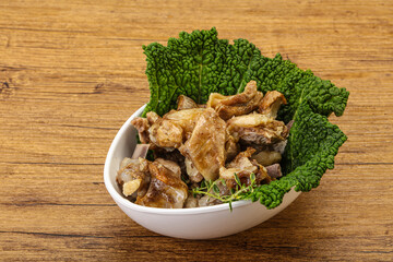 Baled lamb meat in the bowl