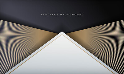 Black and white background. Modern golden line stripes curve abstract presentation background. Luxury paper cut concept.