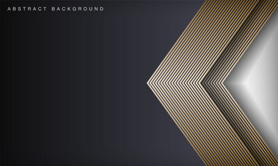 Black and white background. Modern golden line stripes curve abstract presentation background. Luxury paper cut concept.