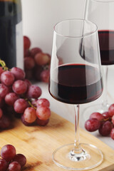 Red wine in a transparent white glass