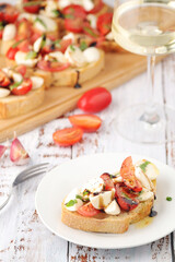 Italian bruschetta with tomatoes and mozzarella