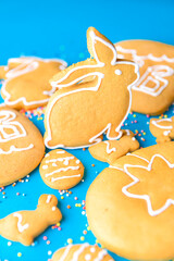 Collection of traditional handmade easter gingerbread cookies. Traditional inscription XB means Christ is Risen.