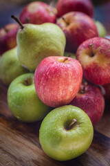Apples and Pears on Natural wood