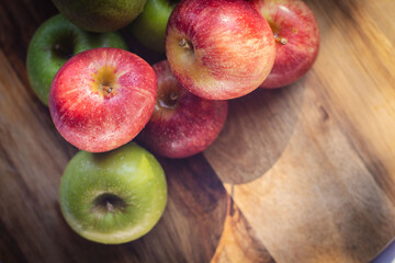 Apples and Pears on Natural wood