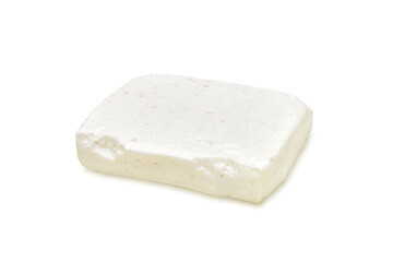 Piece of feta cheese isolated on white