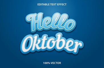 Text effect 3d hello october concept Premium Vector