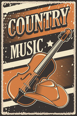 Retro Rustic Country Music Poster