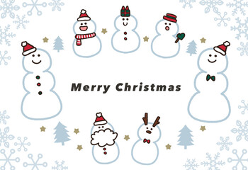 雪だるまのクリスマスカード
