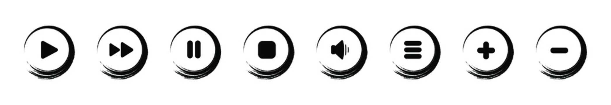Grunge play music vector icon.	