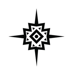 Black and white Aztec icon. ethnic ornaments. Tribal design icon. Vector illustration.