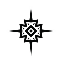 Black and white Aztec icon. ethnic ornaments. Tribal design icon. Vector illustration.