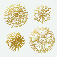 Illustration with beautiful hand drawn sun symbol