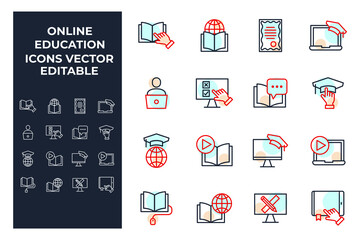 set of Online education elements symbol template for graphic and web design collection logo vector illustration