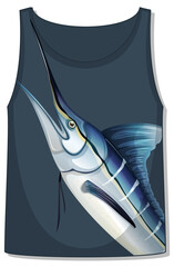 Front of tank top with marlin fish template