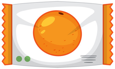 Packaging of orange candy isolated