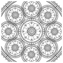 Mehndi flower for henna, mehndi, tattoo, decoration. decorative ornament in ethnic oriental style. doodle ornament. coloring book page.