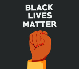Stop racism. Black lives matter. African American arm gesture. Anti discrimination, help fighting racism poster, Politics tolerance acceptance banner concept. People equality united template in vetor.