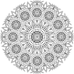 Mehndi flower for henna, mehndi, tattoo, decoration. decorative ornament in ethnic oriental style. doodle ornament. coloring book page.