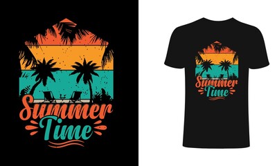 Summer Time t shirt design vector illustration. summer t shirt, summer California Santa Monica beach t shirt. summer sublimation t shirt Vector illustration
