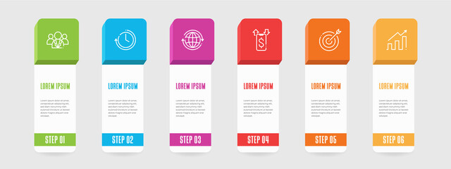 Modern timeline infographic template 6 steps