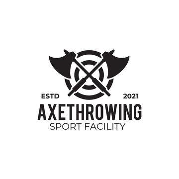 Throwing axe sport logo design template