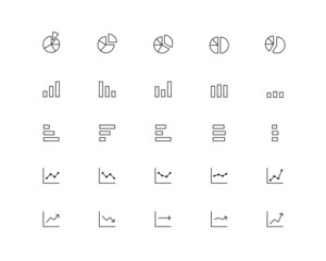 色々なグラフのアイコンのセット　円グラフ　棒グラフ　線グラフ　チャート　分析　ビジネス　シンプル