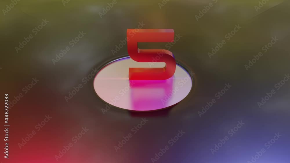 Poster countdown from 10 to 0. three-dimensional red numbers falling into the opening holes. 3d render