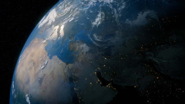 Earth in Space with views of Turkey and Middle East. Environment Concept.