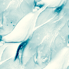 Alcohol blue ink seamless background. Alcohol ink