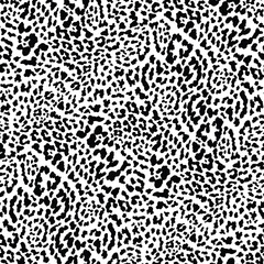 Black and white leopard skin vector seamless pattern