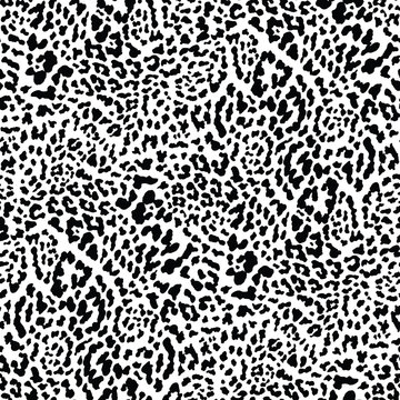 Black and white leopard skin vector seamless pattern