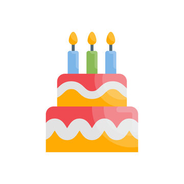 Birthday cake vector flat icon style illustration. EPS 10 File