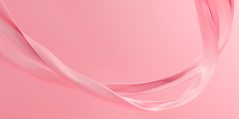 Fototapeta na wymiar Pink 3d rendering for display banner, backdrop. Flowing silk fabric background abstract.