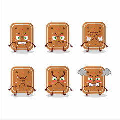 Gingerbread cartoon character with various angry expressions