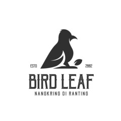 Logo retro vintage bird leaf illustration